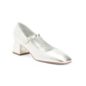 NUR ITALY Silver Made In Italy Leather Nicoletta Mary Jane Pumps